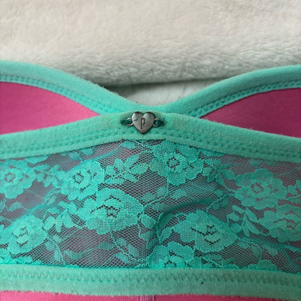 PINK Victoria's Secret Green Lace Bandeau Bra - Picture 3 of 6